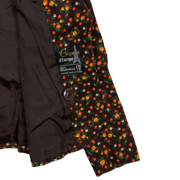 Vintage French Corduroy Floral Blazer - Picture 3 of 6